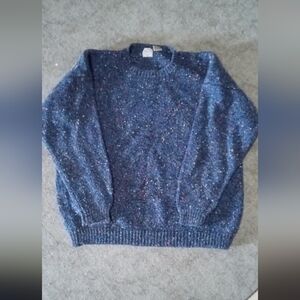Elegant Navy Speckled Crew Neck Sweater